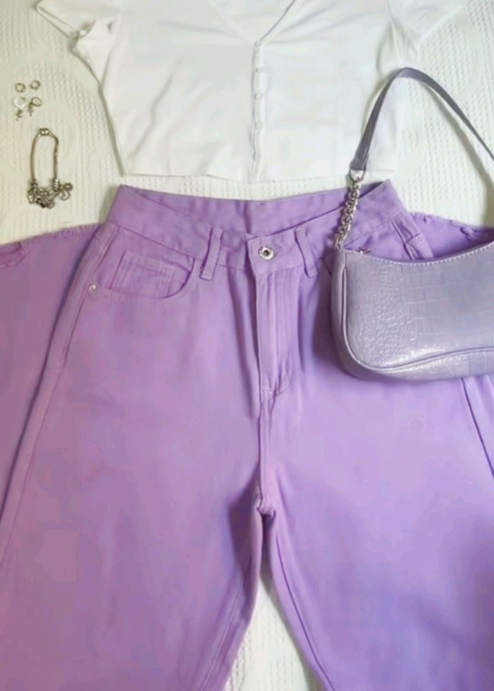 Wide Leg Lavender Jeans