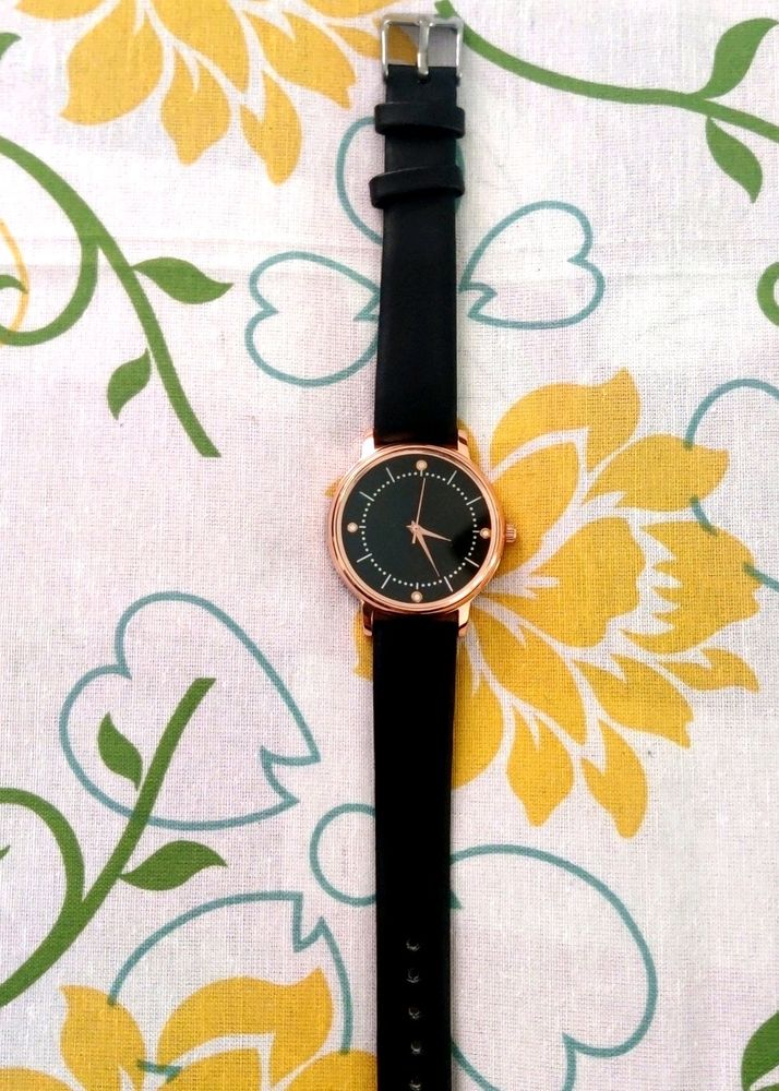 Black Women Watch With Rose Gold Dial