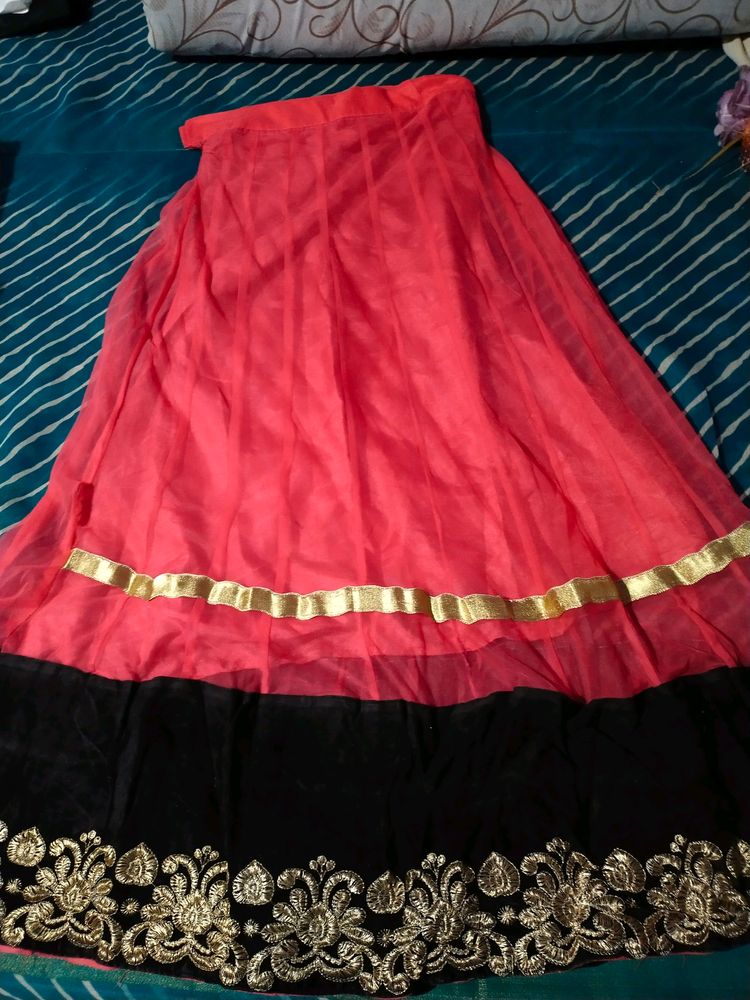 Pink Ghagra Black Border