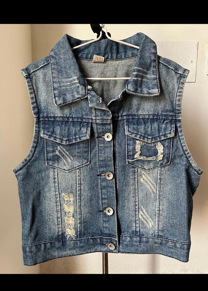 Vintage Distressed Waistcoat Denim Vest