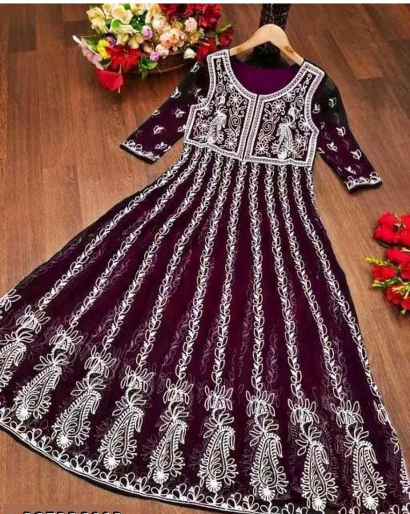 Party Wear Chikankari Embroidery Work Frock