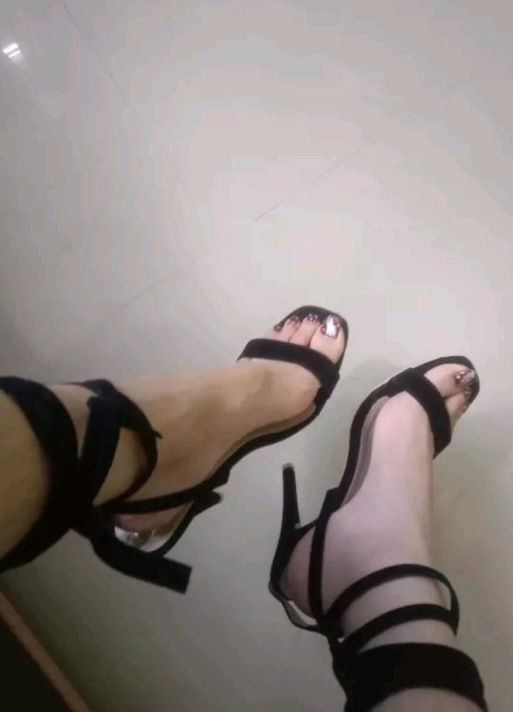 Tie Up Black Pencil Heels