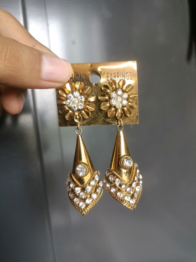 Golden And Silver Earrings Mint Condition