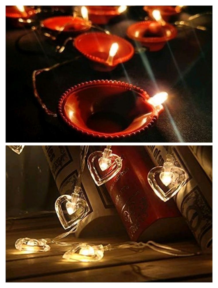 Combo Offer - Diya & Heat Shaped String Light + Free Gift 🎁