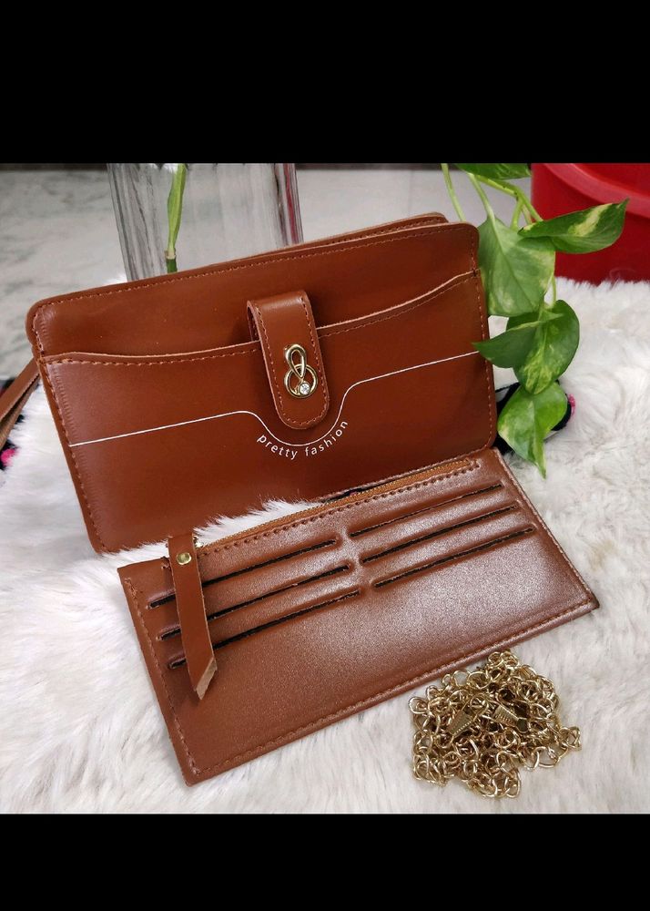 Ladies Brown Wallet 2in1