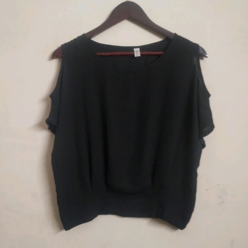 Black Cold Shoulder Top(Women's)