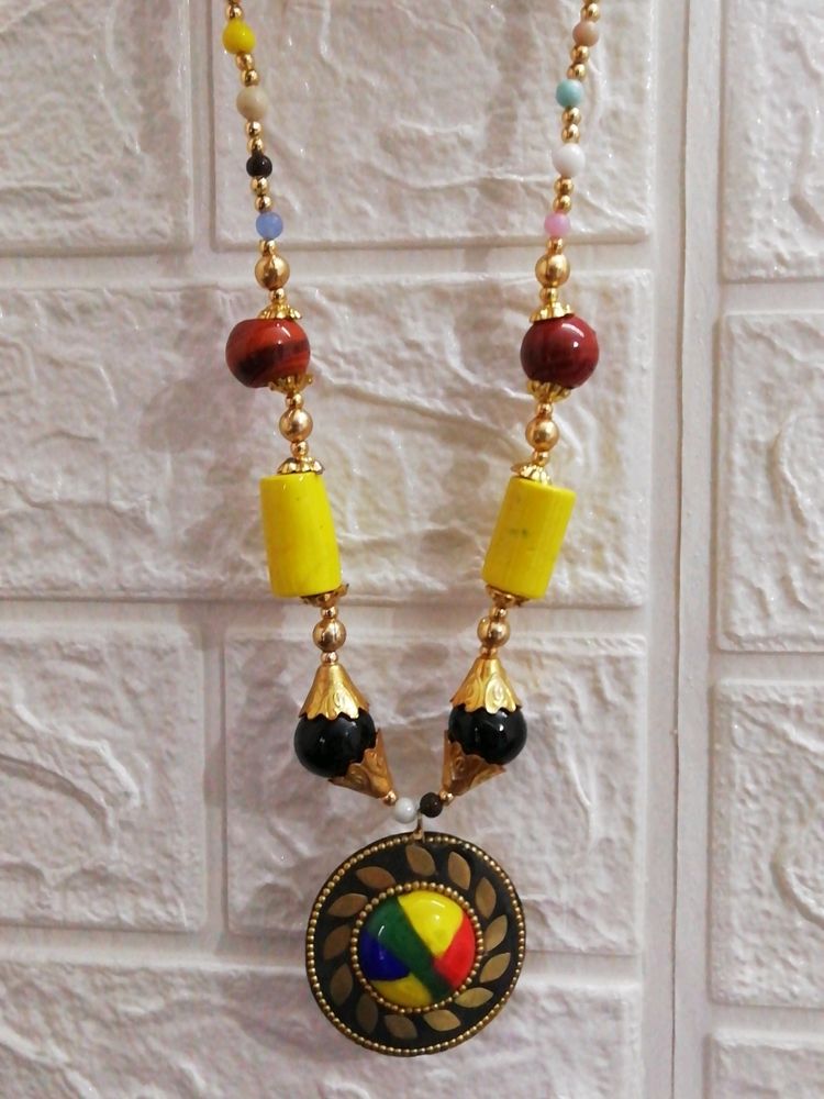 Colorful multicoloured beads necklace neckpiece