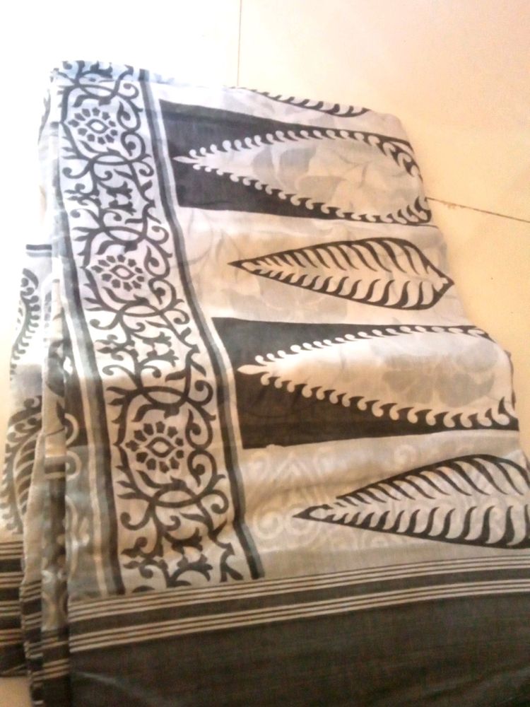 Grey Saree Type Cotton Blend