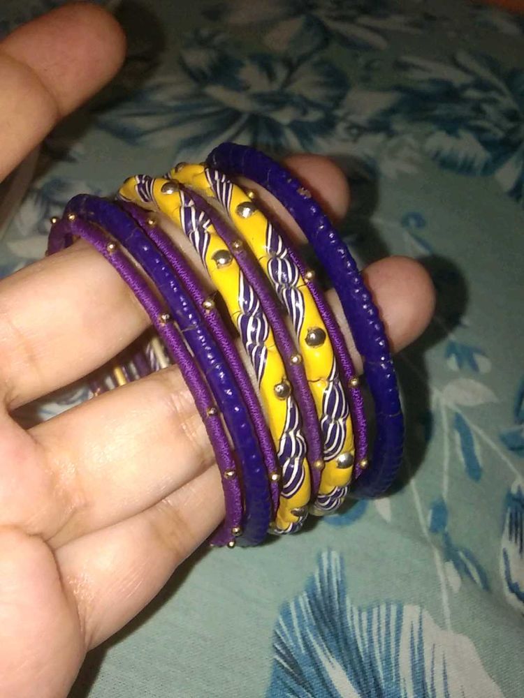 Violet, Mustard Lakh Bangles