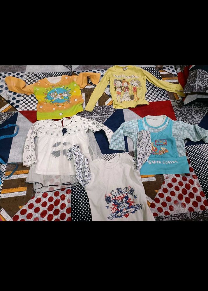 Combo Of 7 Full Sleeves Tops & Frock For 3-4 Years