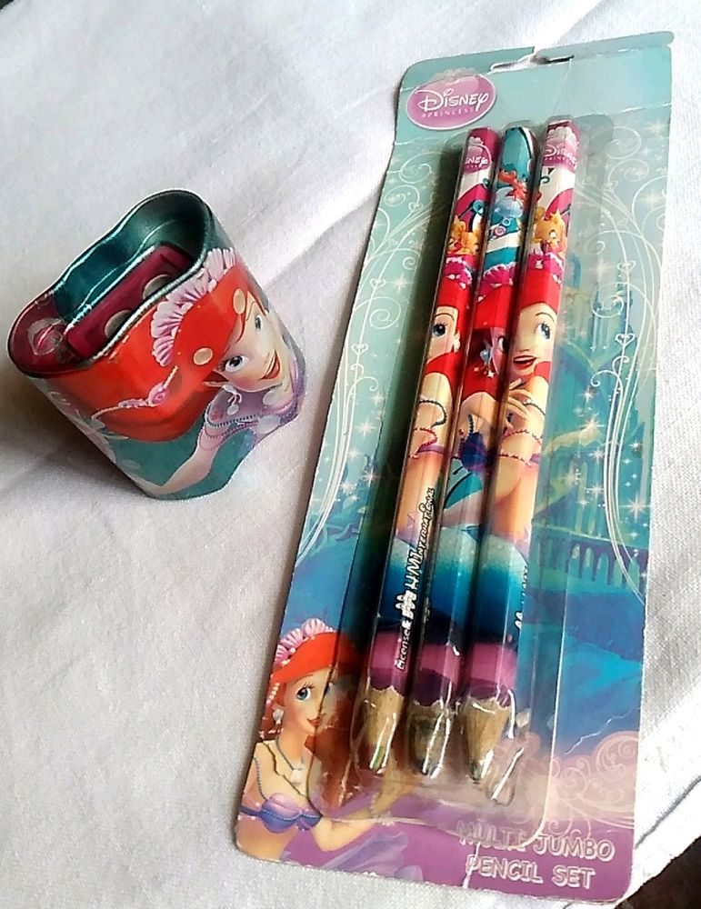 Glorious Disney Pencil Set Of 3 And Sharpner