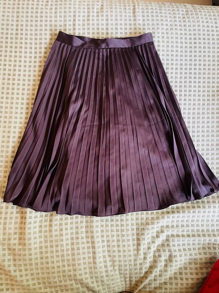 Ann Taylor Pleated Skirt In Mauve