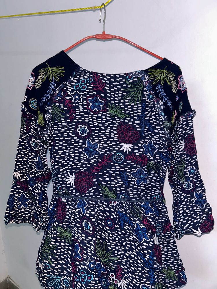 Empire Shape Floral Print Top