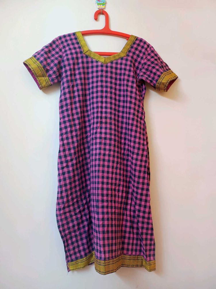 Xxl Cotton Checked Kurti