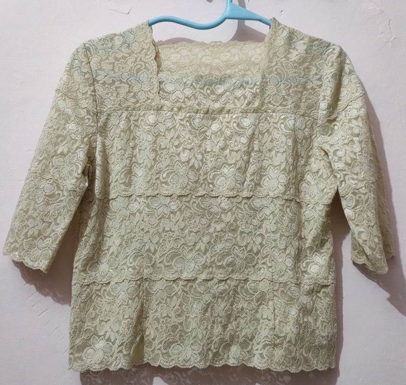 Cream Crop Lace Top