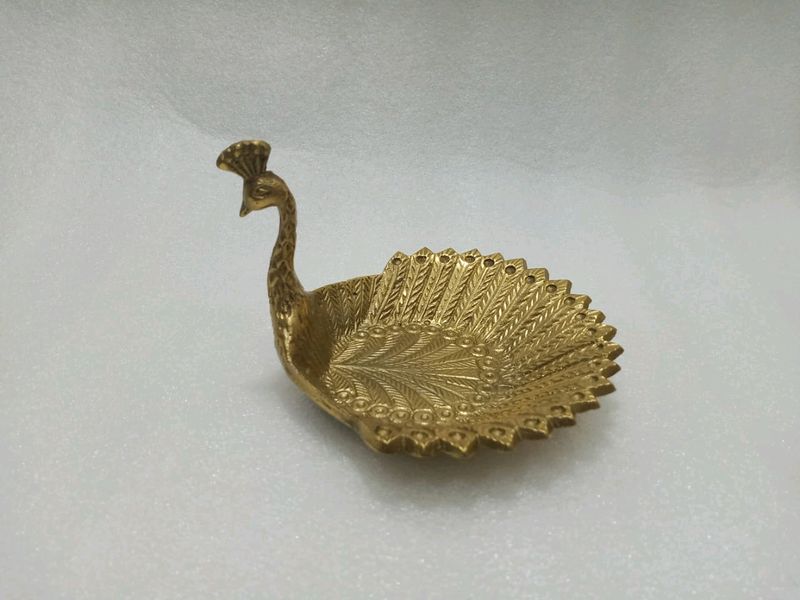 Peacock Metal Server With Gold Finish