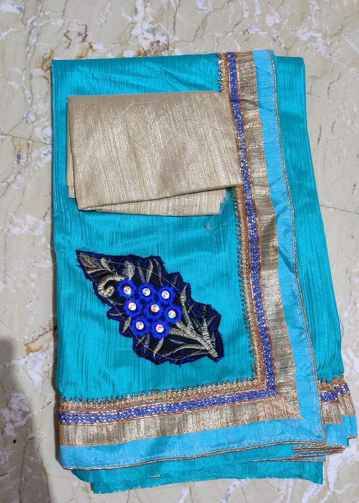 Totally New Saree With Golden Blouse Piece