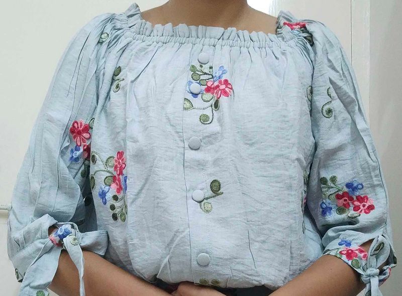 Beautiful Floral Off Shoulder Crop Top