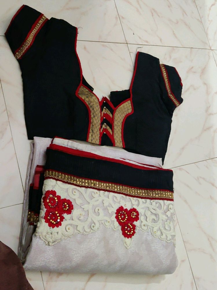 Half And Hal Saree With Blouse