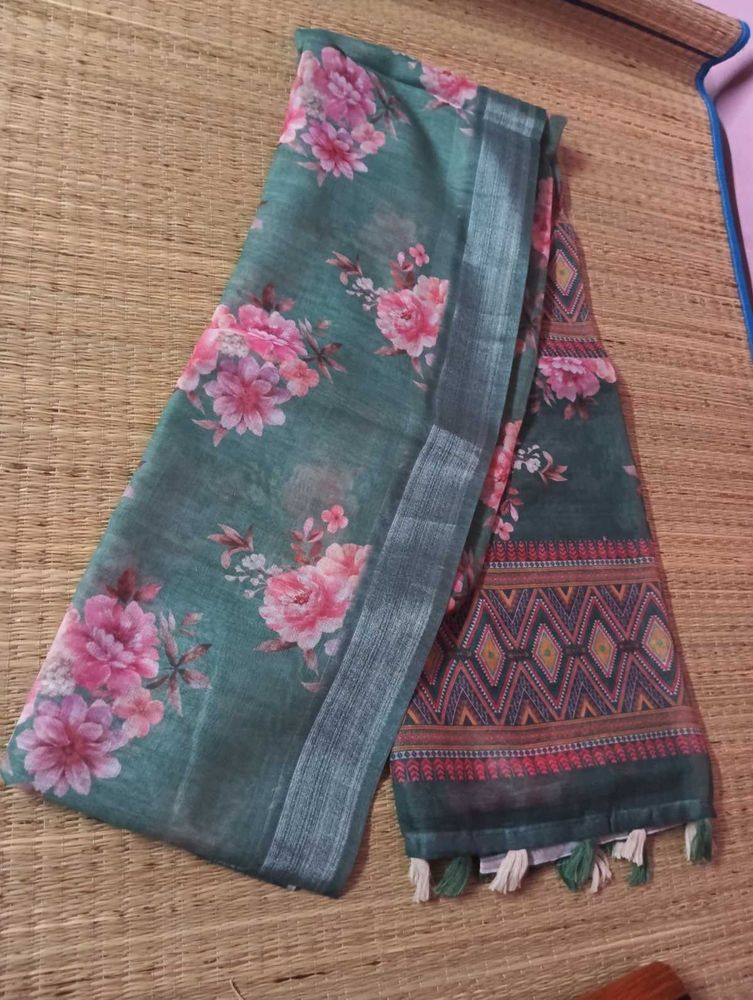 New LinenCotton saree With Running Blouse