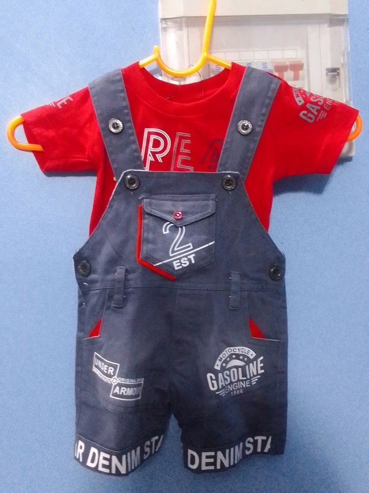 Pretty Girl And Boy Denim Dungarees