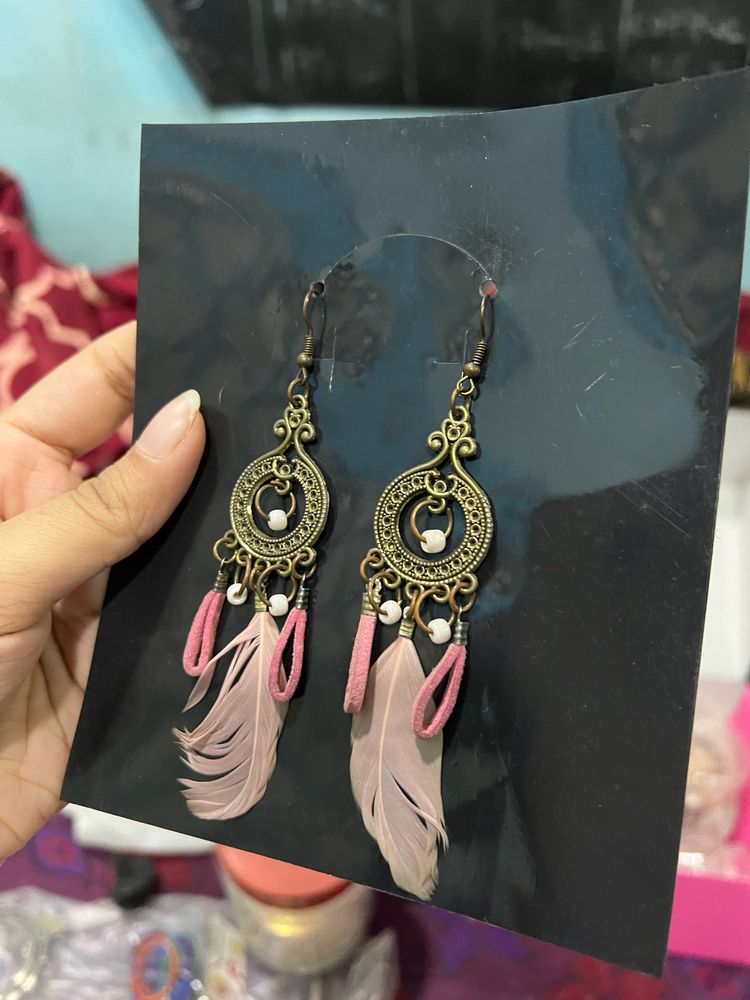 Feather Pink Earrings