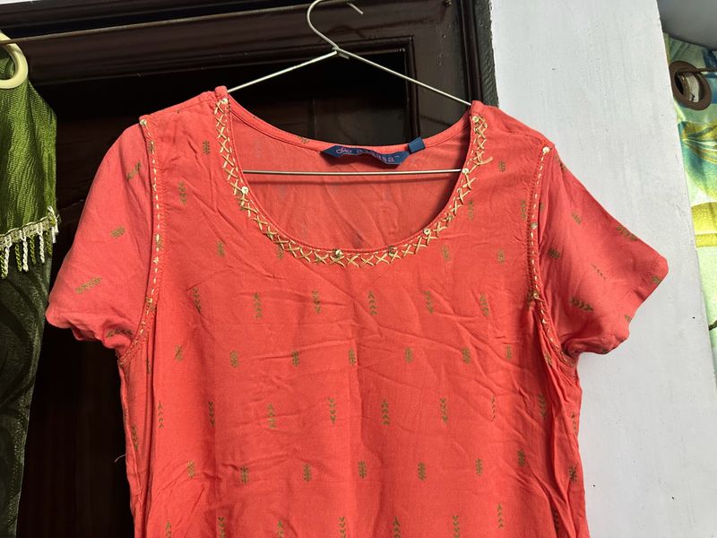 Dark Peach Color Kurta -Xs