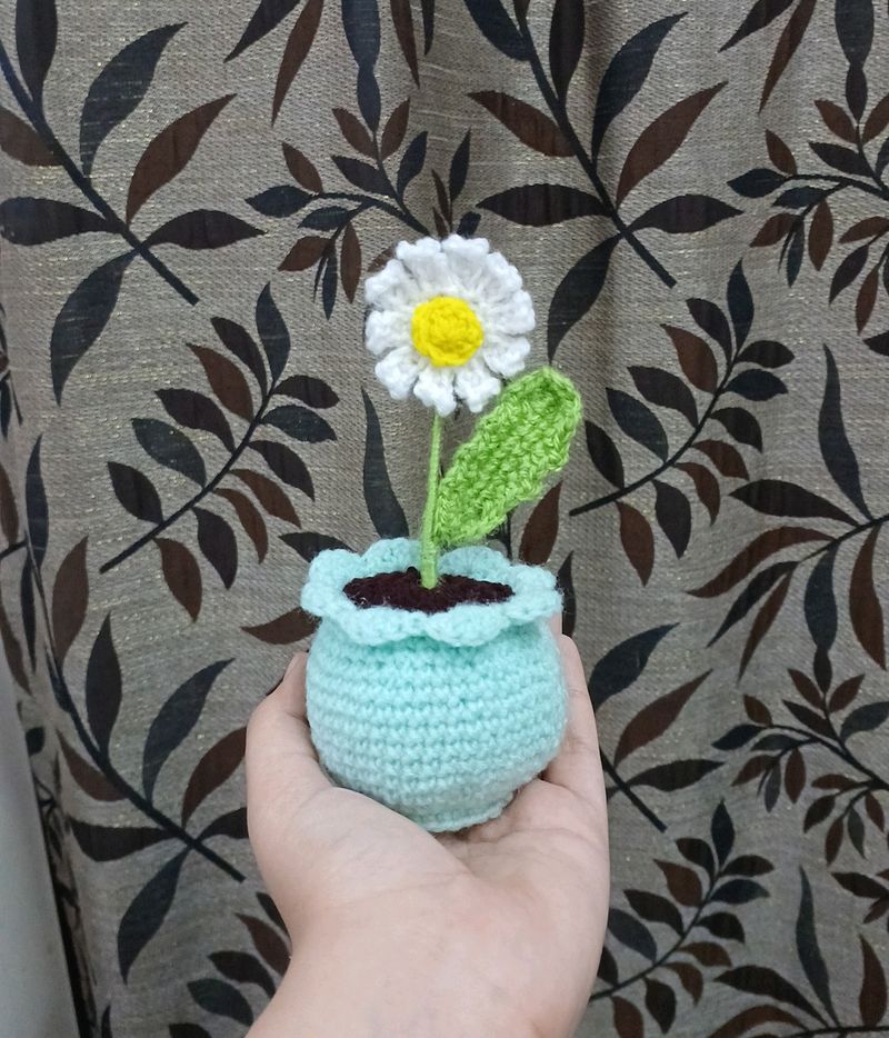 Cute Crochet Mini Daisy Flower Pot 🤍