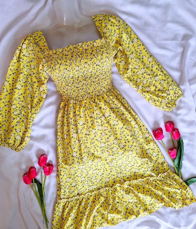 Beautiful Floral Yellow Dress