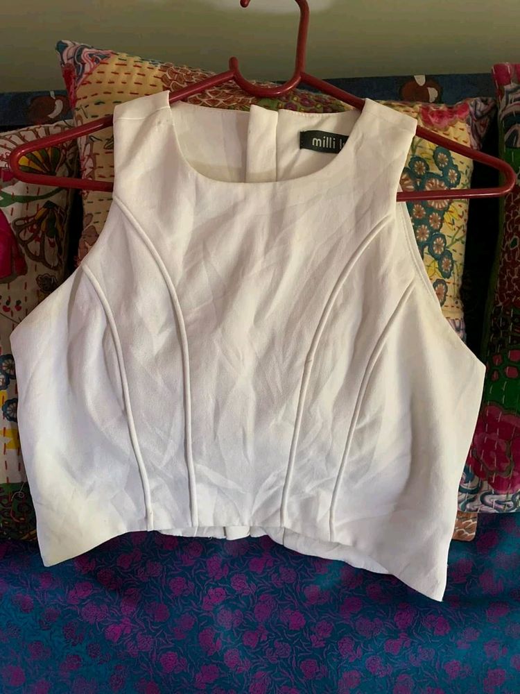 White crop top cum blouse