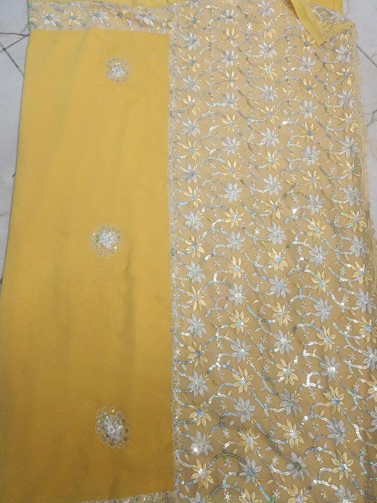 Beautiful Yellow Saari For Haldi