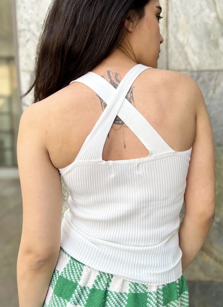 Brand New White Sleeveless Cross Back Top