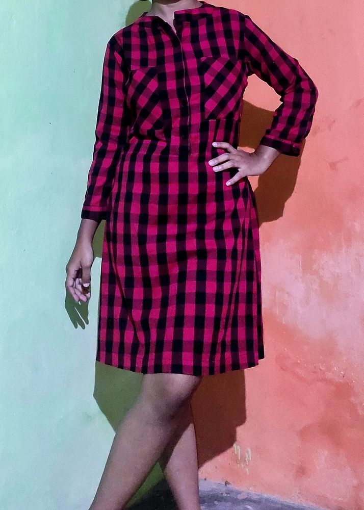 Checkered Frock For Women❤🖤