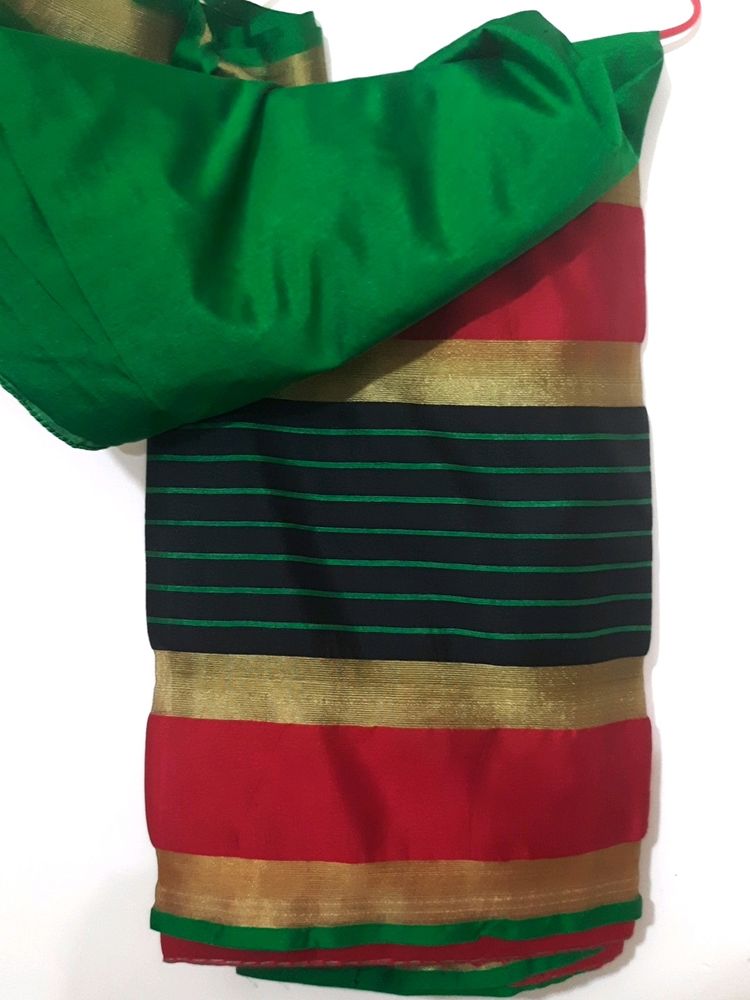 Green Cotton Silk Saree