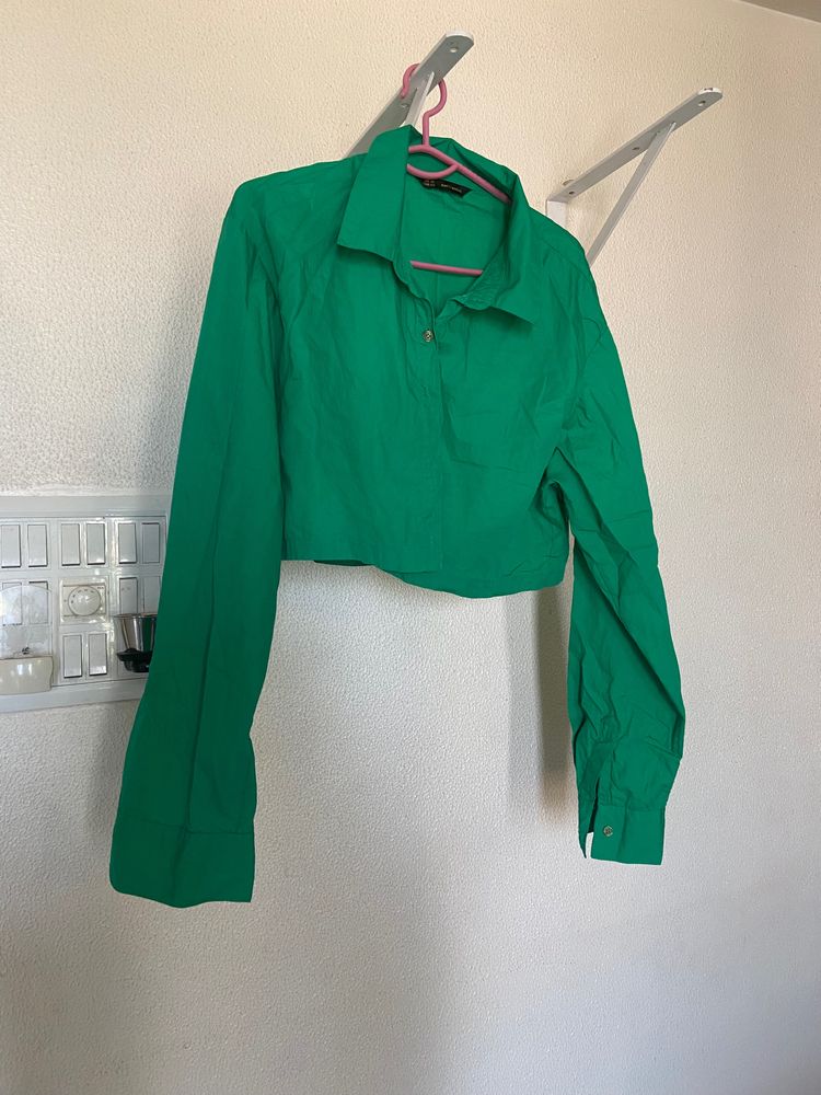 Green Crop Shirt