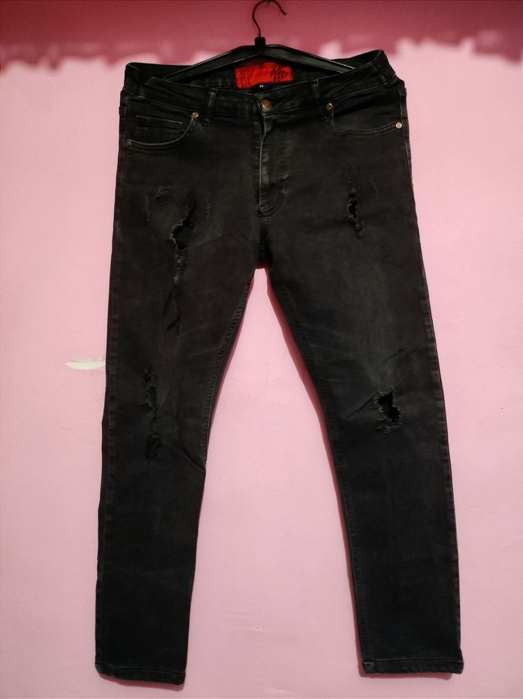 Rough Black Jeans For Men