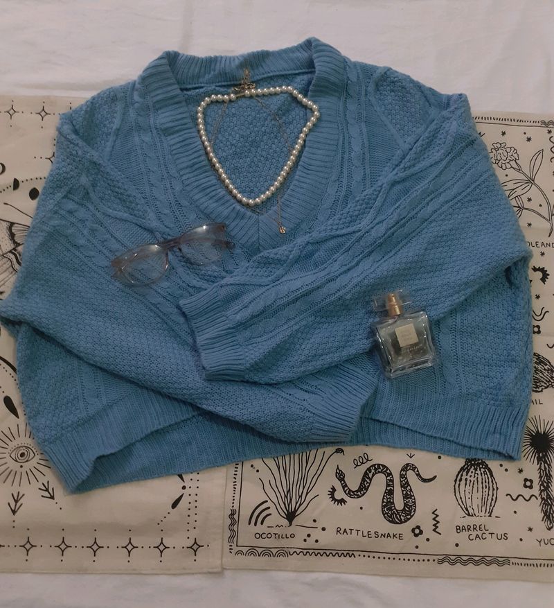 Blue Crop Sweater