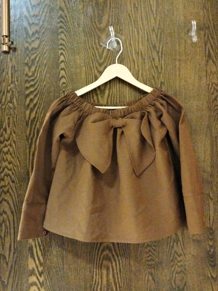 Off Shoulder Cropped Brown Top