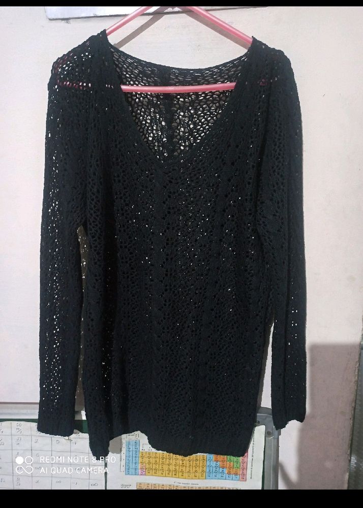 Black Crochet Top Full