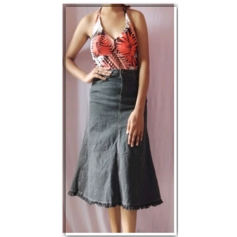 Charcoal Flared Mermaid Skirt