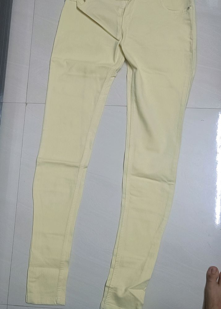 Cream/ Light Yellow Colour Jeans