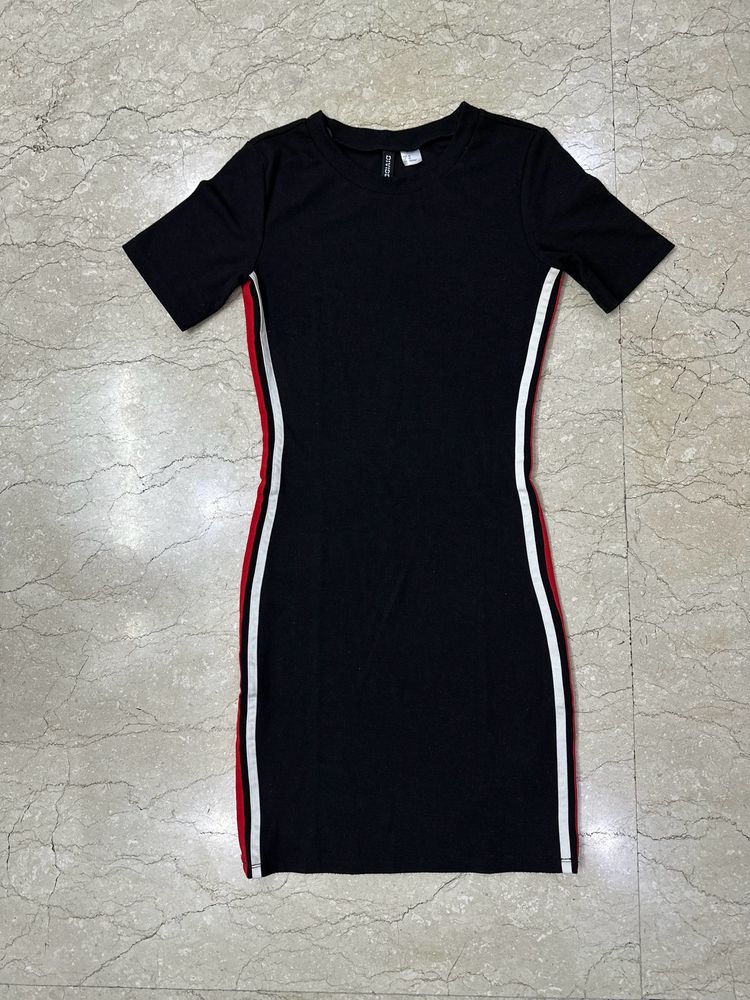 Black Dress With Red And White Stripe