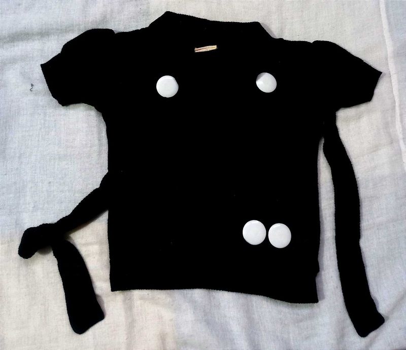 Black Top With White Buttons