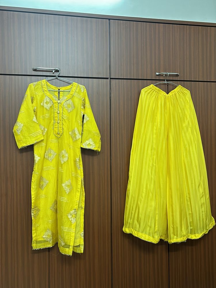 Women Yellow Palazzo Suit