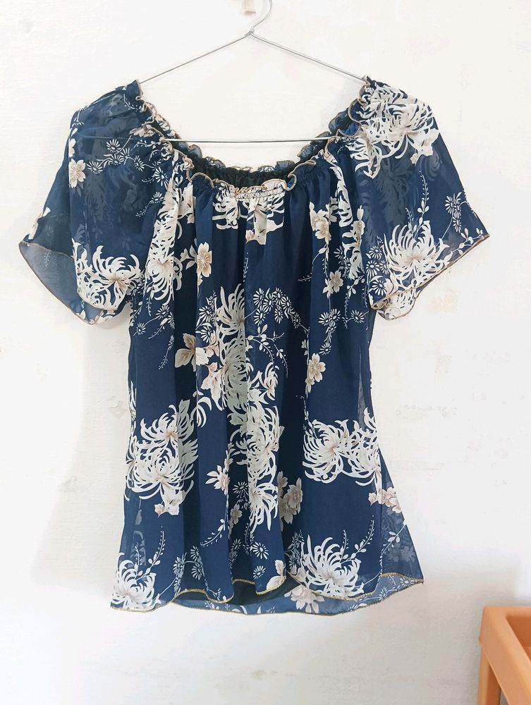 Blue Party Wear Top For Women