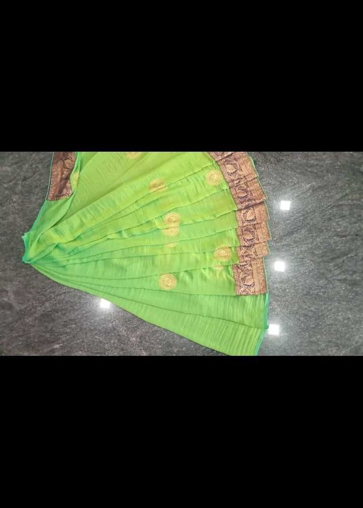 Eligent Green Saree With Peacock Pattern