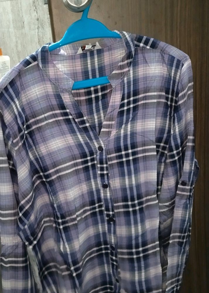 Checked Shirt with Roll-Up Sleeves