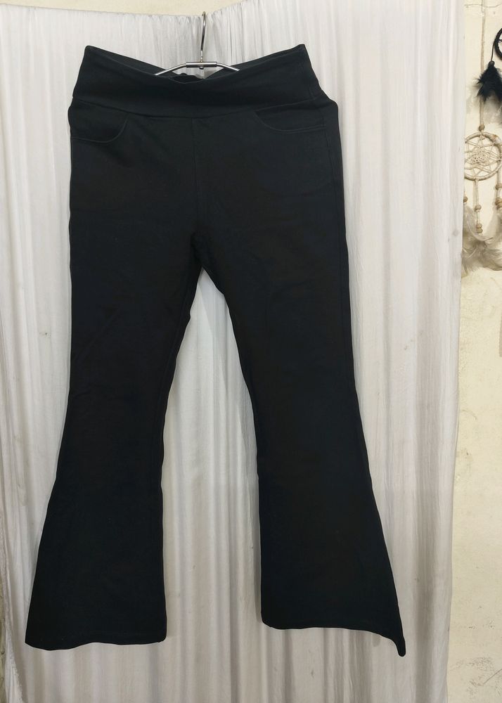 Black Flared Leg Trousers