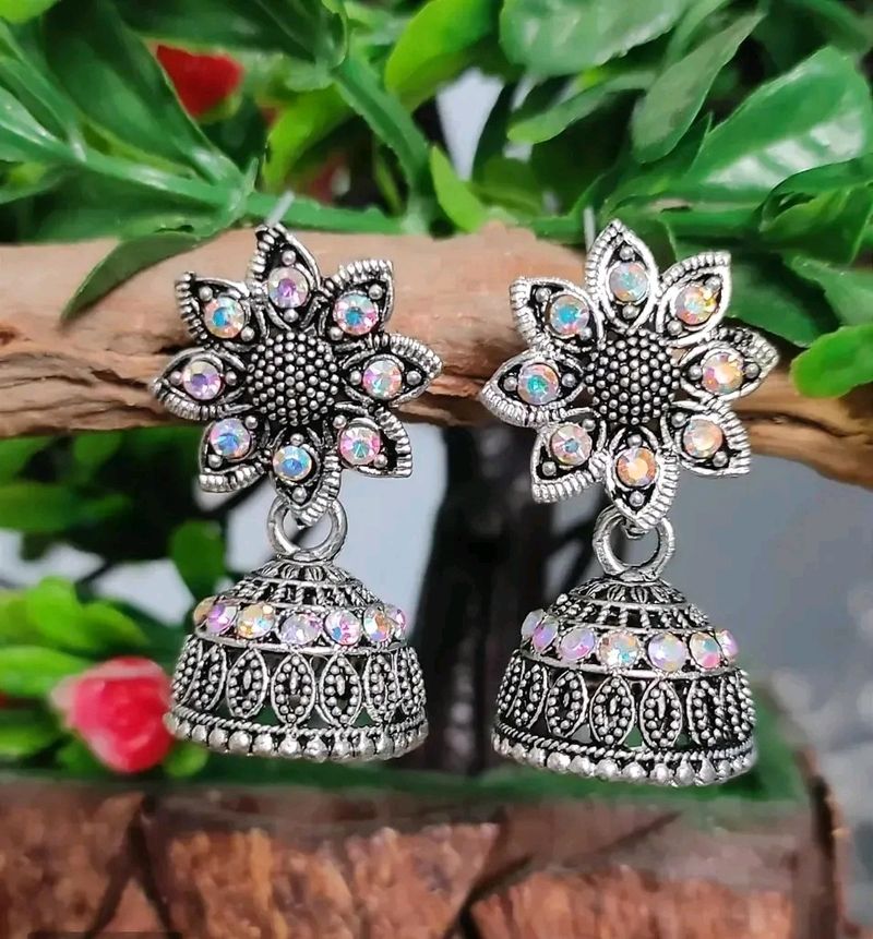 Traditional Oxidised Silver Jhumka for Girls and W