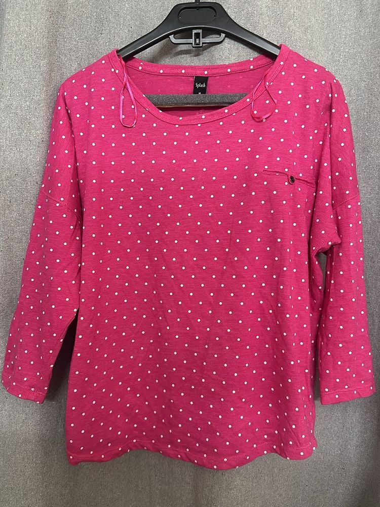 Splash Pink Top With Polka Dots